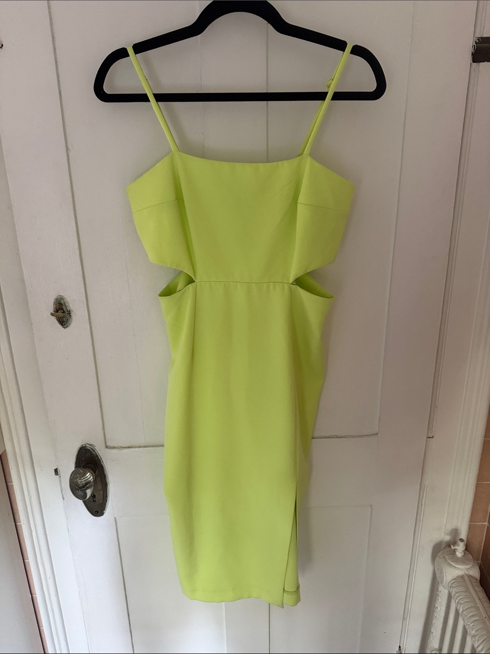 NWT French Connection Lime/Neon Yellow/Green Cutout Spaghetti Strap Midi Dress